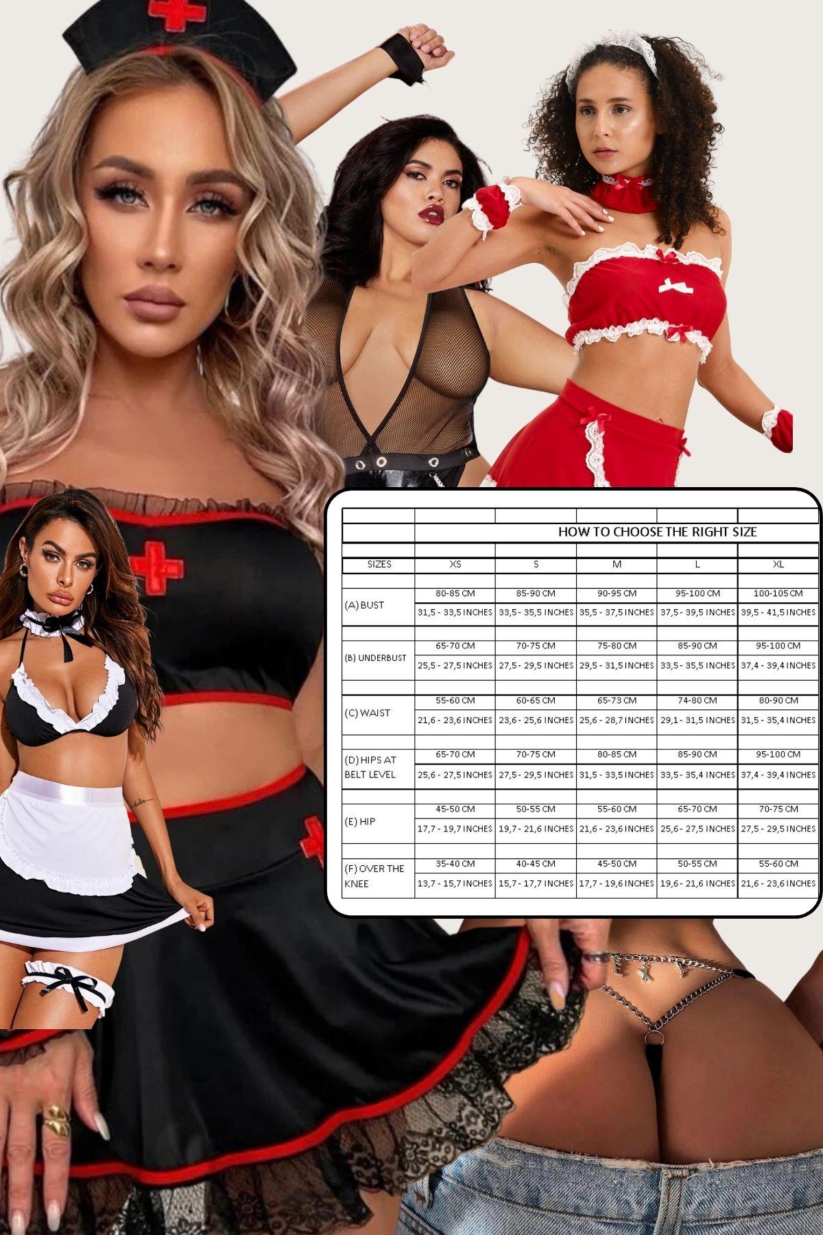 Ortadan Dantel Süprem Fantezi Sexi Gecelik 50903SAKS
