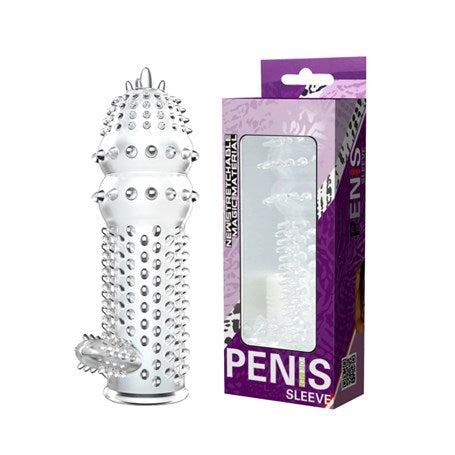 12,8 cm Klitoris Uyarıcılı Tırtıklı Penis Kılıfı