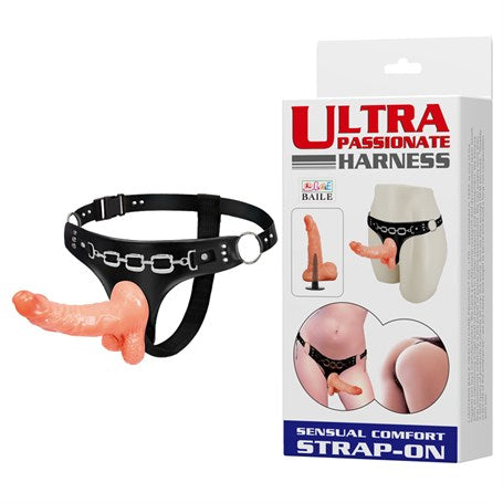 15,7 cm Belden Bağlamalı İçi Dolu Strapon Penis