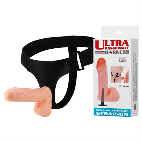 17,5 cm Belden Bağlamalı İçi Dolu Strapon Penis
