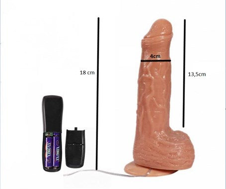 18 cm 360° Oynar Başlı Titreşimli Vibratör Realistik Penis Dildo - Parker