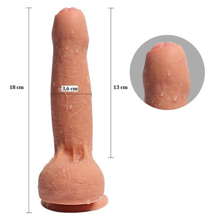 18 cm Et Dokulu Gerçekçi Çift Katmanlı Sünnetsiz Silikon Penis - Azazel
