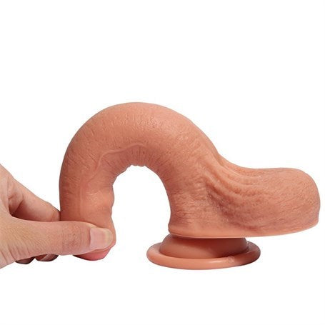 18 cm Belden Bağlamalı Çift Katmanlı Sünnetsiz Realistik Dildo Penis Set