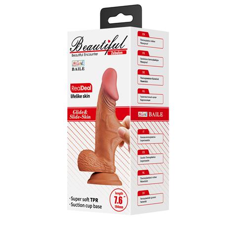 19,4 cm Et Dokulu Gerçekçi Çift Katmanlı Silikon Melez Penis - Zebulon