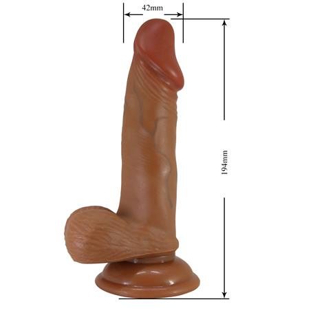 19,4 cm Et Dokulu Gerçekçi Çift Katmanlı Silikon Melez Penis - Zebulon