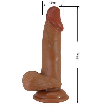 Belden Bağlamalı 19,4 cm Et Dokulu Gerçekçi Çift Katmanlı Silikon Melez Penis - Zebulon