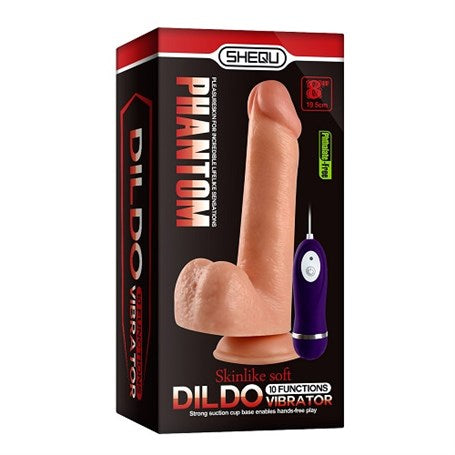 19,5 cm Gerçekçi Titreşimli Dildo Vibratör Penis - Phantom