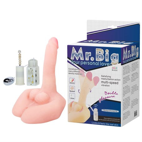 21 cm Oynar Başlı Titreşimli Sesli Çift Girişli Realistik Vibratör Masturbatör Penis
