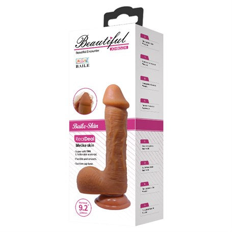 23,5 cm Realistik Vantuzlu Melez Dildo Penis + Kemer + Kayganlaştırıcı Hediyeli