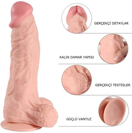32,5 cm Belden Bağlamalı Realistik Büyük Boy Dildo Penis - Leilong