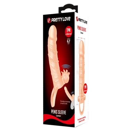 4 cm Dolgu Uzatmalı Titreşimli Penis Kılıfı Prezervatif Vibratör - Connor