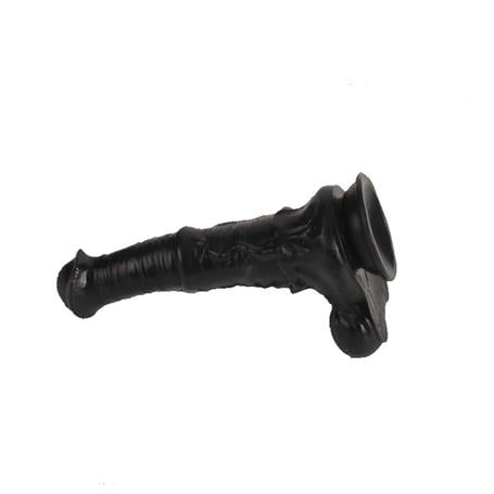 Belden Bağlamalı 43 cm Et Dokulu Gerçekçi Çift Katmanlı Sünnetsiz Silikon Zenci Penis - Horse Power 3
