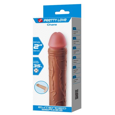 5 cm Dolgulu Premium Melez Rengi Silikon Penis Kılıfı - Chane