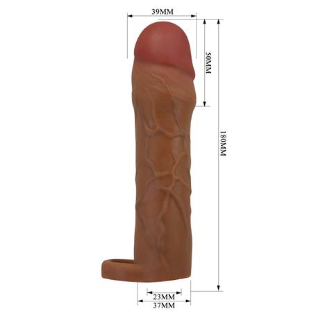 5 cm Dolgulu Premium Melez Rengi Silikon Penis Kılıfı - Hani