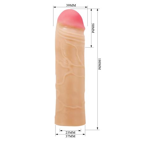 5 cm Dolgulu Premium Ten Rengi Silikon Penis Kılıfı - Chane