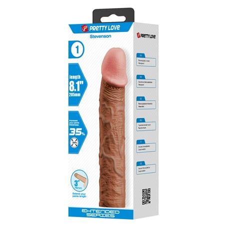 7,6 cm Dolgulu Premium Melez Rengi Silikon Penis Kılıfı - Stevenson