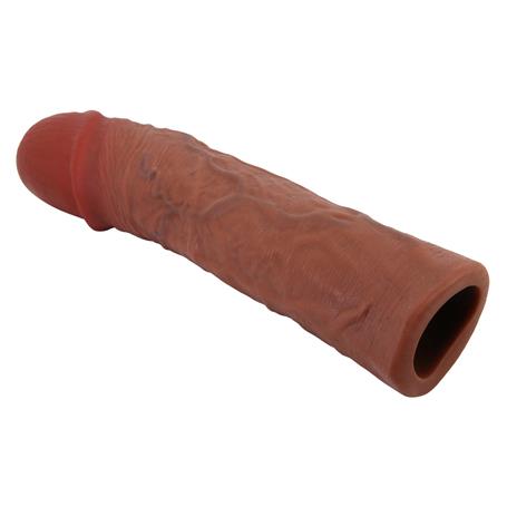 7,6 cm Dolgulu Premium Melez Rengi Silikon Penis Kılıfı - Derek