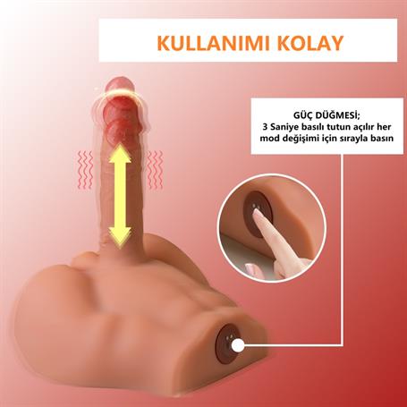Gerçekçi Yapıda Realistik İleri Geri Hareketli 17,5 cm Penisli Erkek Vücut - Peel