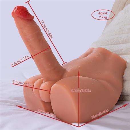 Gerçekçi Yapıda Realistik İleri Geri Hareketli 17,5 cm Penisli Erkek Vücut - Peel