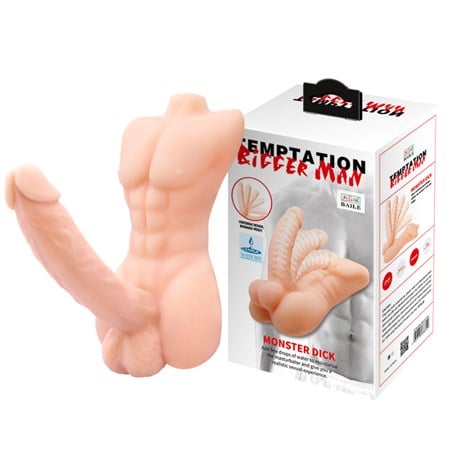Kendinden Kayganlaştırıcılı Realistik Yarım Erkek Vücutlu Penis 19 cm