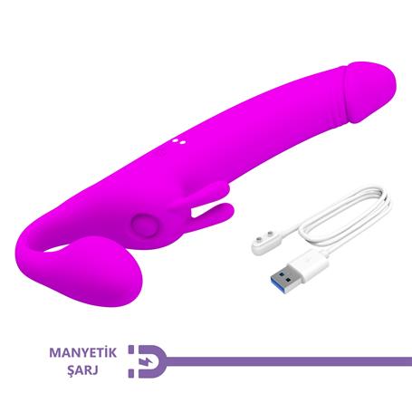 Manyetik USB Şarjlı Klitoris Darbe Modlu Çift Taraflı Strapon Teknolojik G-Spot Vajinal Vibratör - Zanini