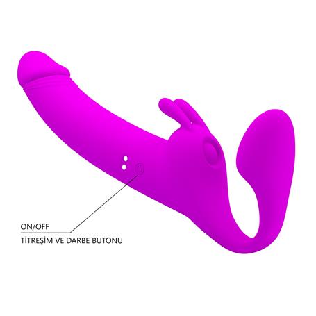 Manyetik USB Şarjlı Klitoris Darbe Modlu Çift Taraflı Strapon Teknolojik G-Spot Vajinal Vibratör - Zanini